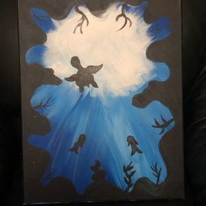 Hand painted acrylic turtle painting